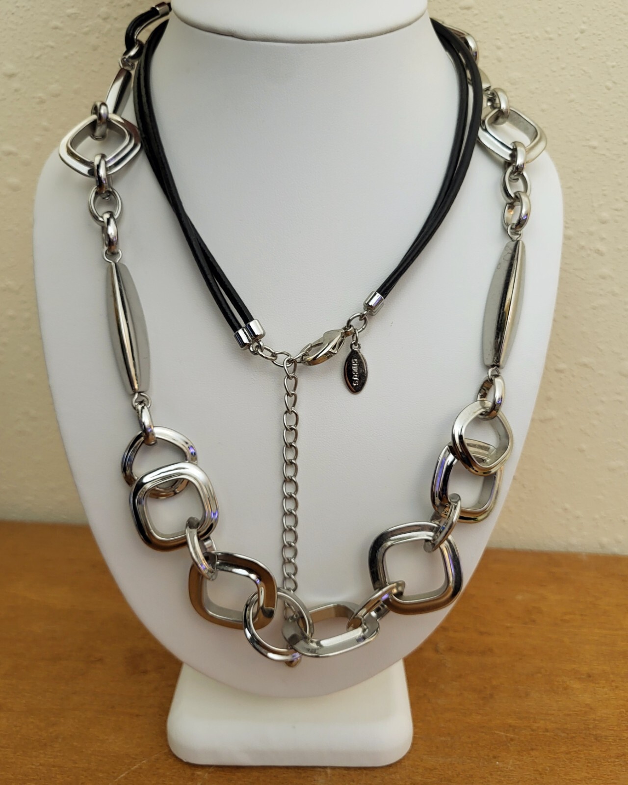 CHICO'S Statement Silver Tone Long Double Strand … - image 6