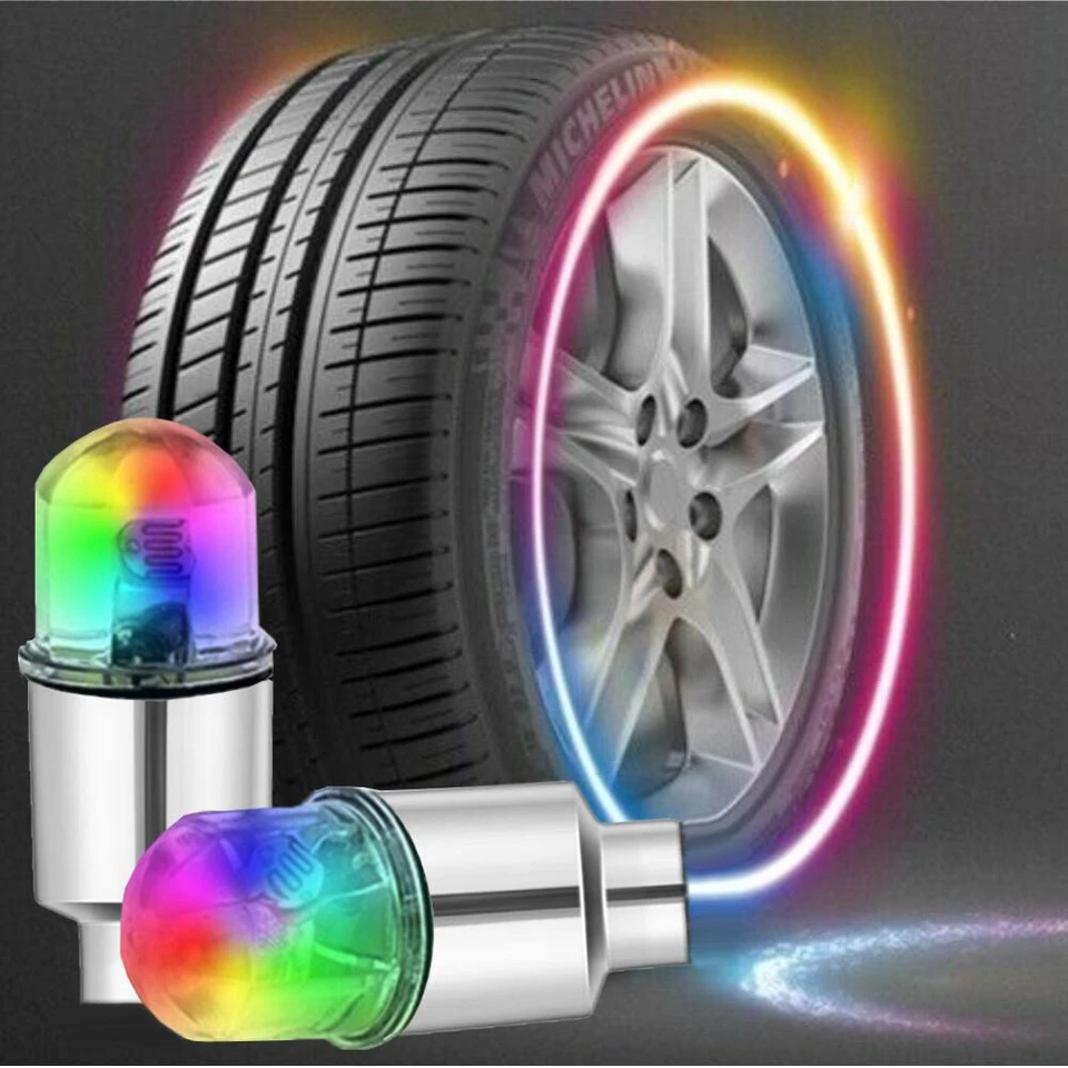 4× Multicolor LED Car Wheel Tire Air Valve Stem Cap Decoration Light Accessories - Image 3 of 4
