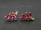 14K Yellow Gold Plated 2Ct Marquise Cut Lab Created Pink Ruby Stud Halo Earrings