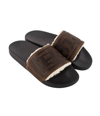 Polo Ralph Lauren Suede Leather Shearling Lined Logo Slides  display picture 2