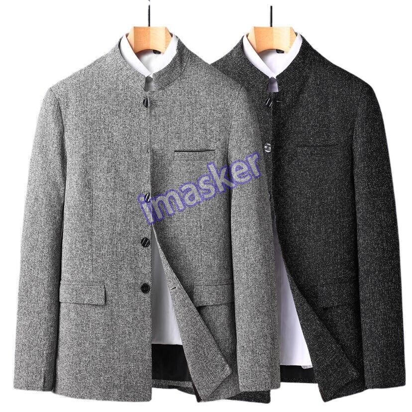 Slim Fit Youth Stand Collar Business Casual Men Suit Jacket