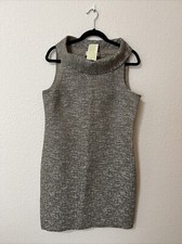 NWT Michael Kors Brown Dark Camel Sleeveless Cowl Neck Sheath Dress 10 Textured