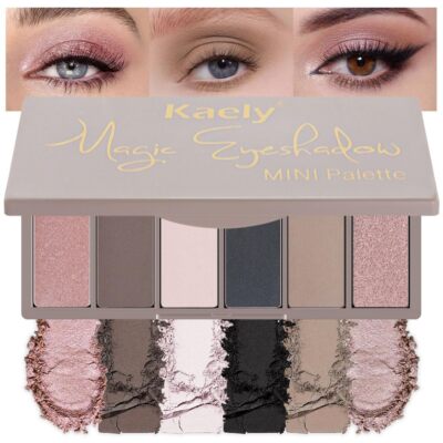 6 Color Eyeshadow Makeup Palette, 6 Rose Gold Dark Brown Nude Black Coffee