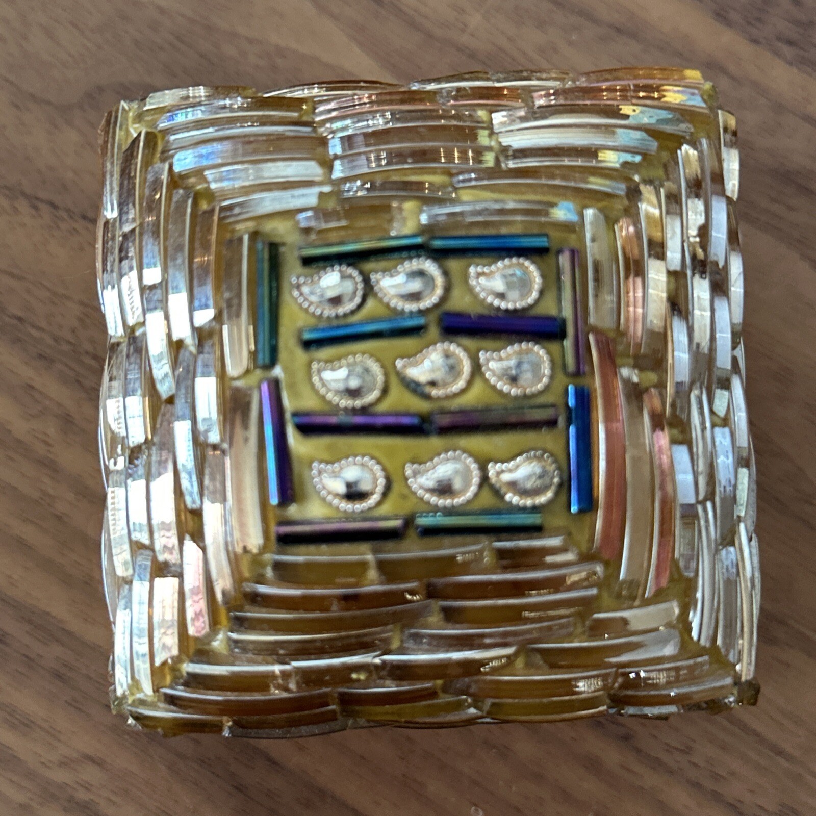 Glass Mosaic Jeweled Rhinestone Trinket Box Jewelry Keepsake The Bombay Company eBay