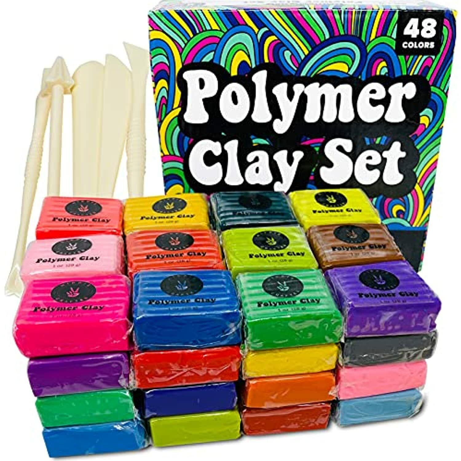 Polymer Clay Set 48 Colors Modeling Clay Sculpting and Oven Bake Kit Baking and