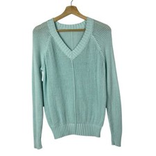 Ann Taylor LOFT Light Blue V-Neck Pullover Sweater S