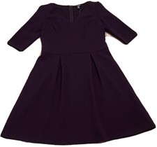 Chaps Dress Womens size 12 Textured Fit & Flare Beetroot Purple Half Sleeve NEW