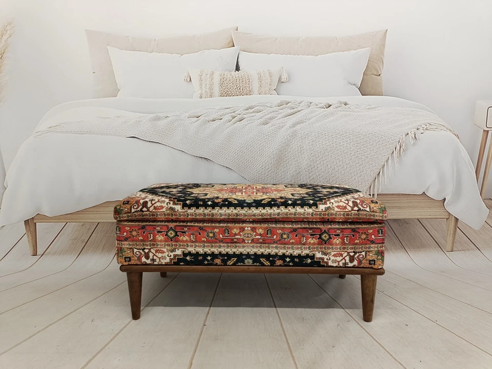 Handmade furniture, Hidden storage, Ottoman bench, Bohemian bench, Footstool  - Image 2 of 4