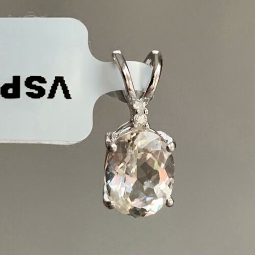 Colgante Gemporia de diamantes de morganita de oro blanco de 9 quilates con certificado de autenticidad - Imagen 6 de 10