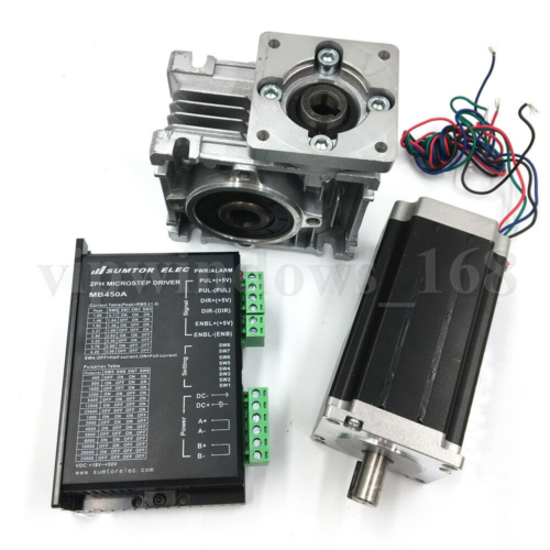 Nema23 3Nm L112mm Stepper Motor Driver+Worm Gearbox Speed Reducer Geared Kit - Picture 1 of 21