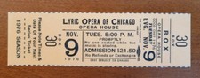 Lyric Opera Chicago - Billet complet 9 novembre 1976 Représentation de "Khovanshchina"