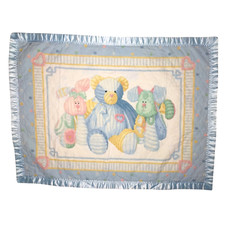 Blue Bear Bunny Dog Stuffed Animal Baby Crib Quilt Blanket Daisy Kingdom Yellow