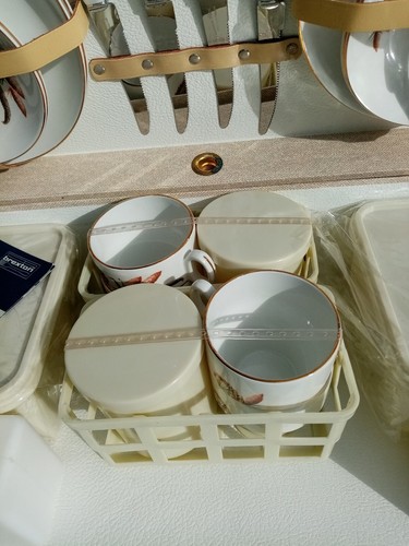 40's XL Vintage Brexton Picnic Set w/ Key Unused Condition, 4 Person Retro Set - Picture 5 of 10