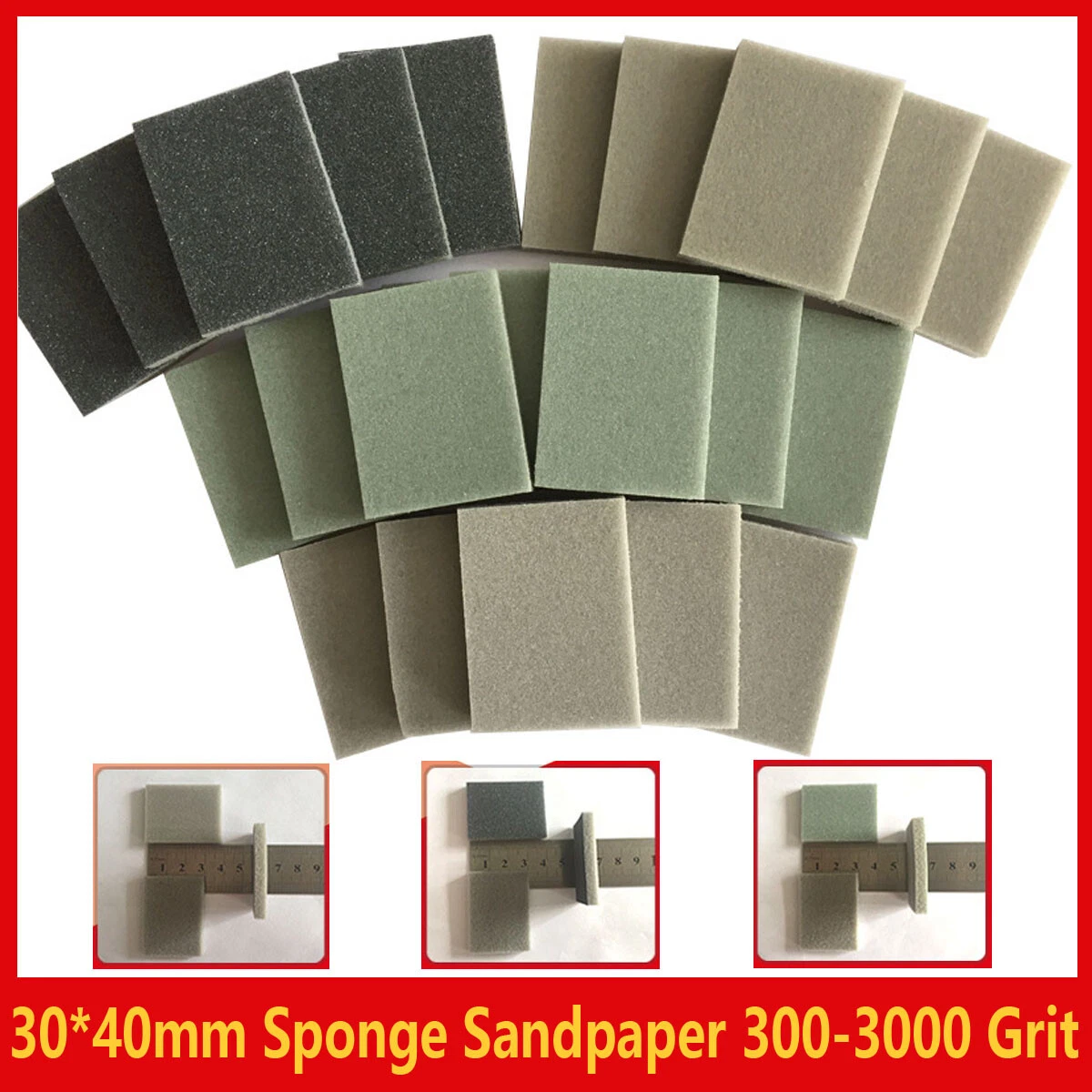 30 40mm 300 3000 Grit Sanding Block Pads Dry Wet Sanding Sponge Foam Sandpaper