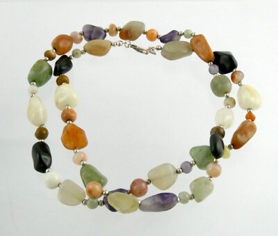 Desert Rose Trading Co DTR Sterling Silver Multi Gemstone Beaded Necklace 29 In
