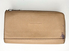 LONGCHAMP Beige Leather Zip Around Wallet
