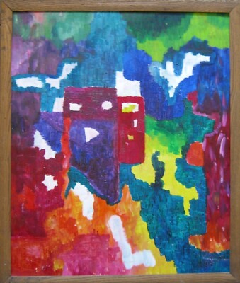 Abstract Composition Building Crackle Artcolor 1960/70 Modern Art
