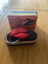 Rainbow Thick Chunky Flip Flop Shoe Keychain Pride FADED Red Strap NEW Vintage