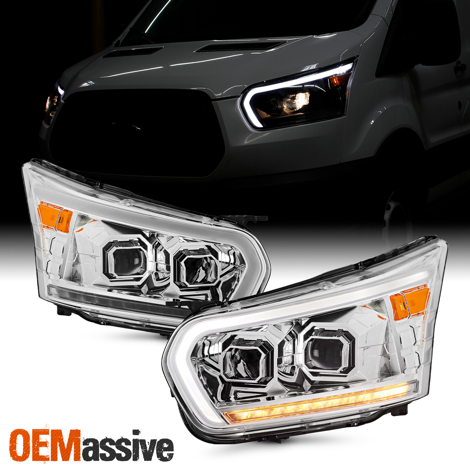 xTune 15-20 Ford Transit T250/T350/2500 Halogen Headlight - OE Chrome Set (HD-JH-FTSIT15-OE-SET) main image 0
