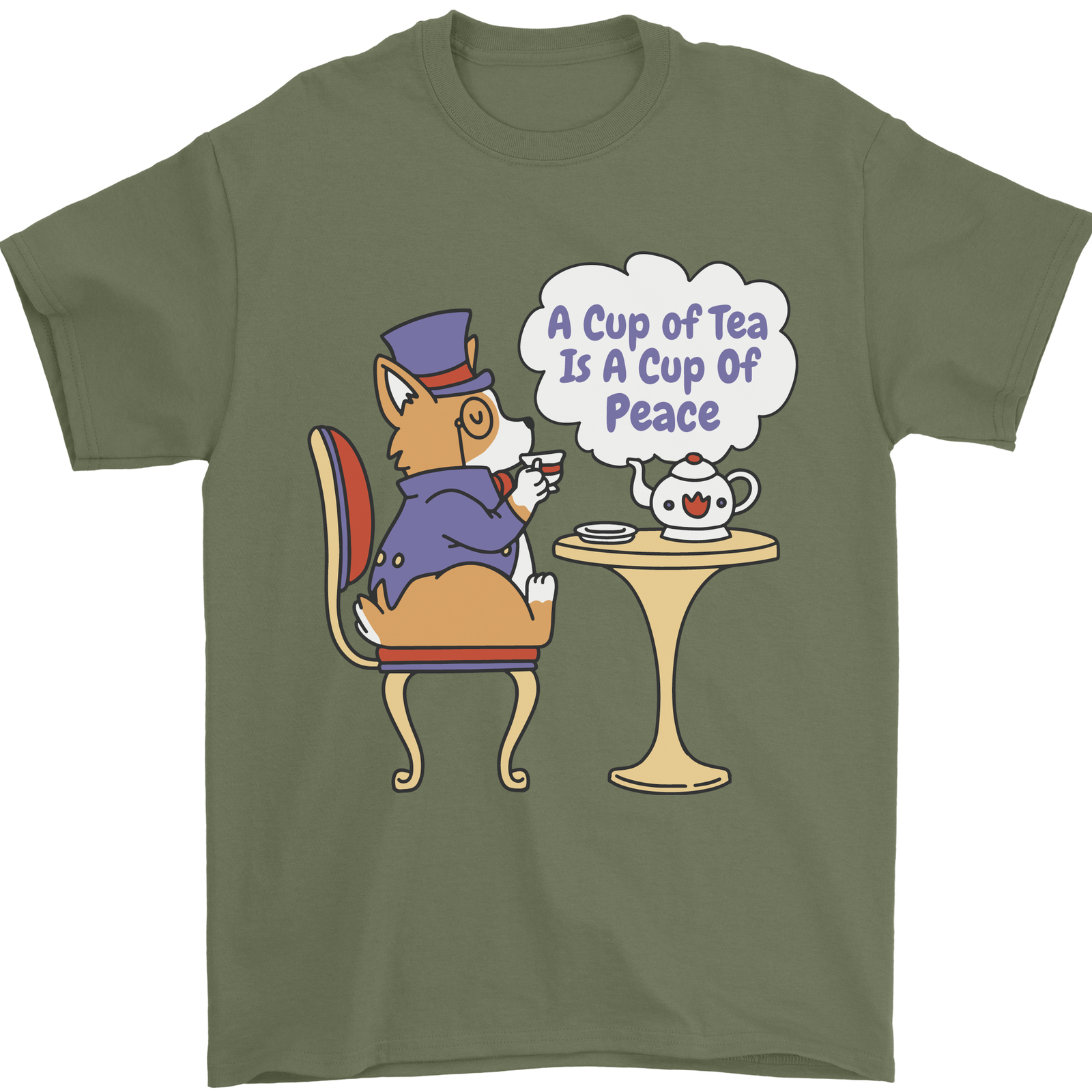 a-corgi-dog-drinking-tea-mens-t-shirt-100-cotton-ebay