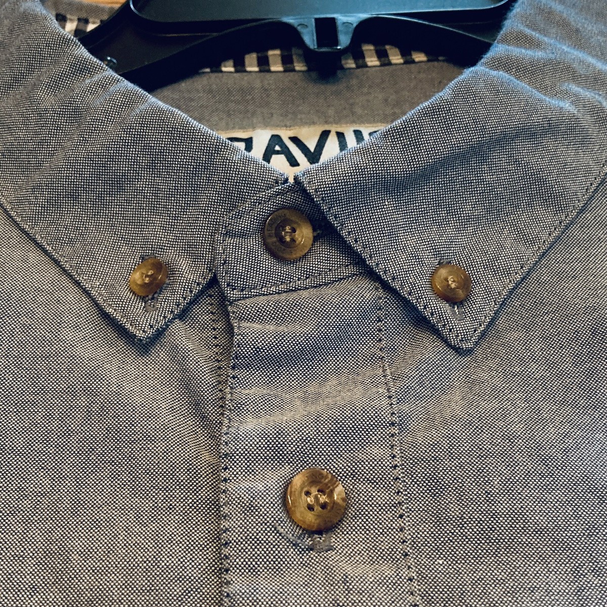Oravus Men's SS Blue Chambray Button Down Shirt Size XL Cotton
