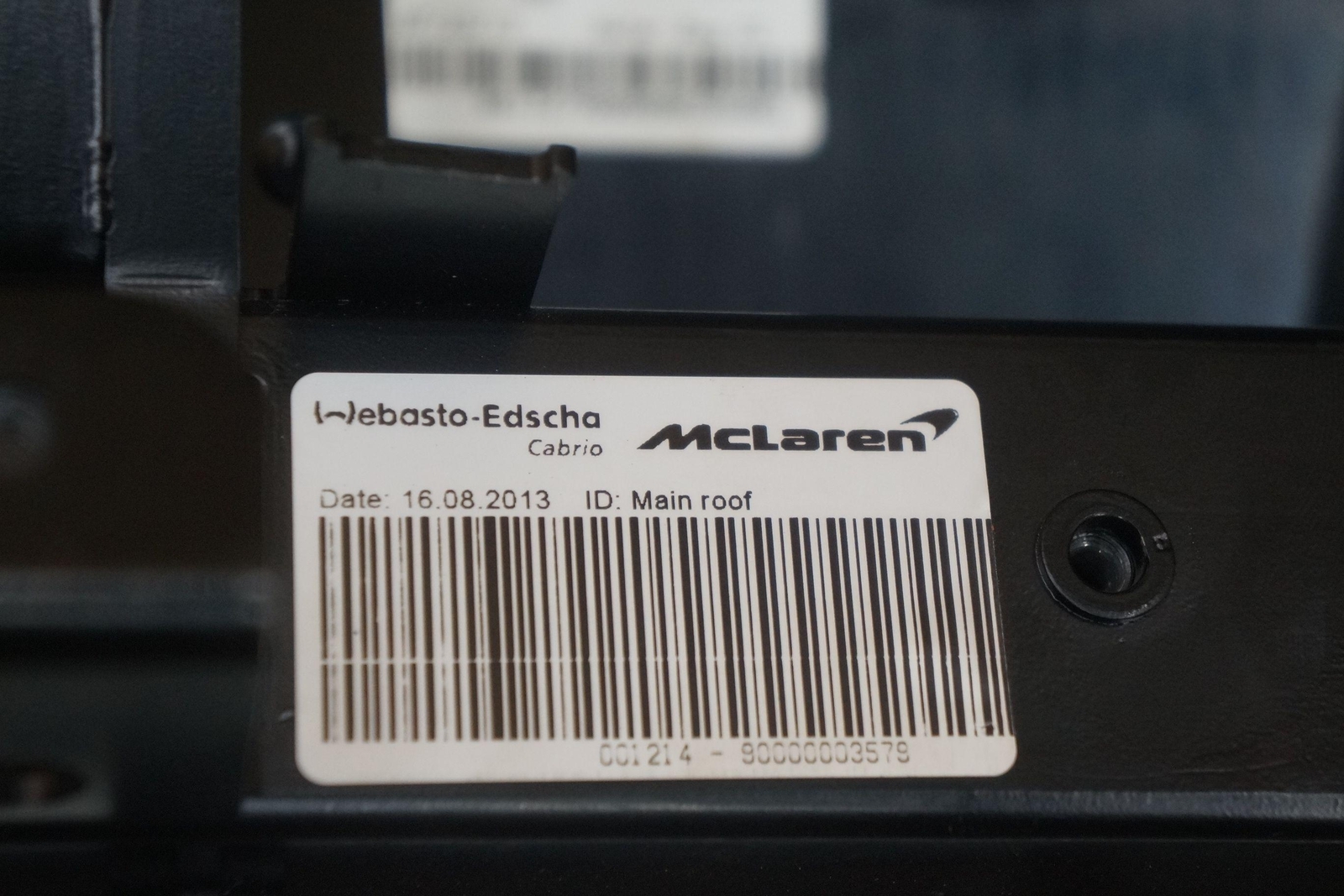 Main Convertible Roof Top Crossmember Hinge Bracket OEM McLaren MP4-12C 2014