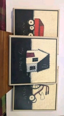 Lot Of 3 Emily Adams Art Prints Vintage My Tricycle, House & Wagon