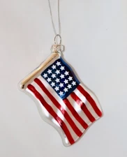 Primitives By Kathy American Flag USA Glass Ornament Holiday Christmas Tree