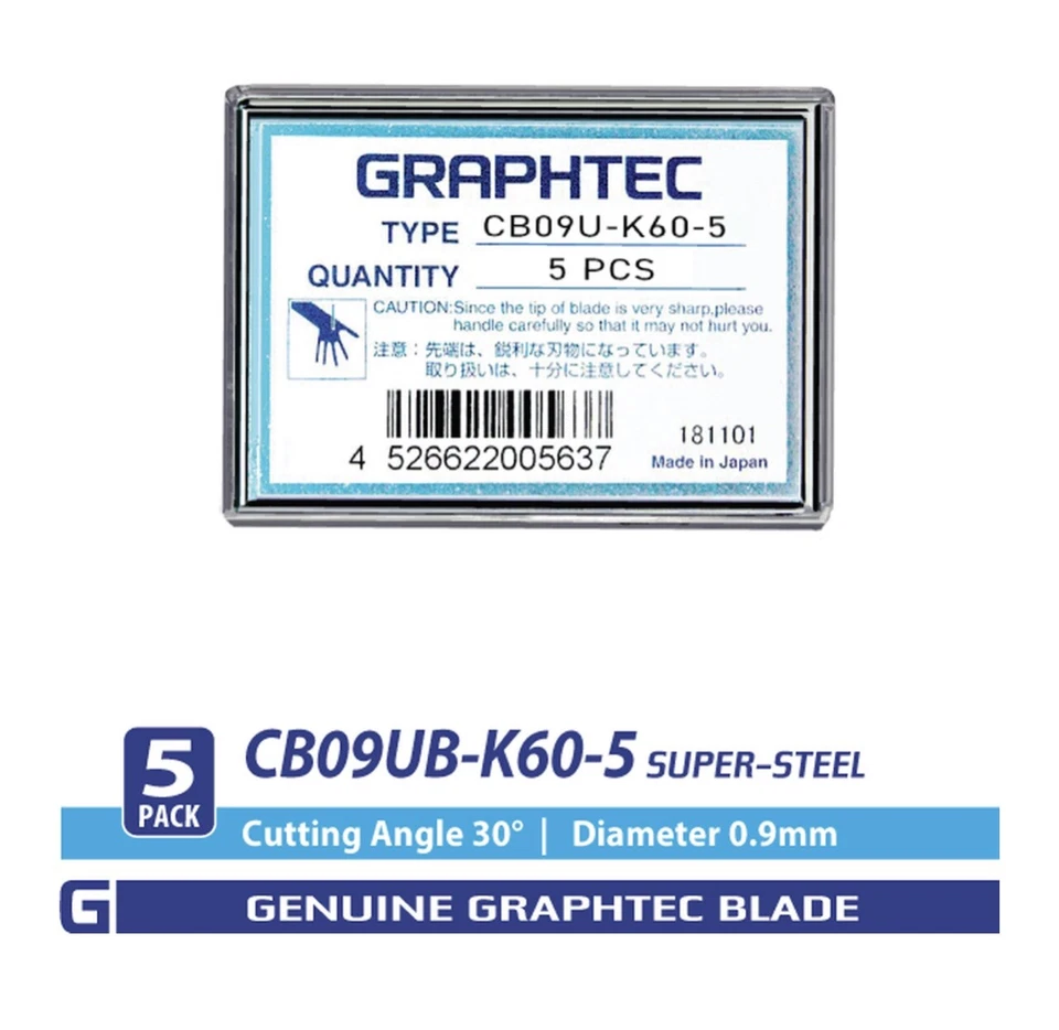 Graphtec Blade Authentic CB09UB-K60 .9mm Supersteel 30°Blade for Window Tint 5pk - Image 2 of 3