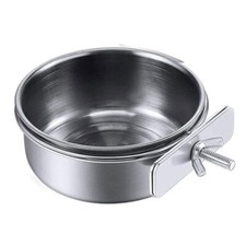 Parrot Feeding Cups Small Dish Stainless Steel Bowl with Clamp for Cage