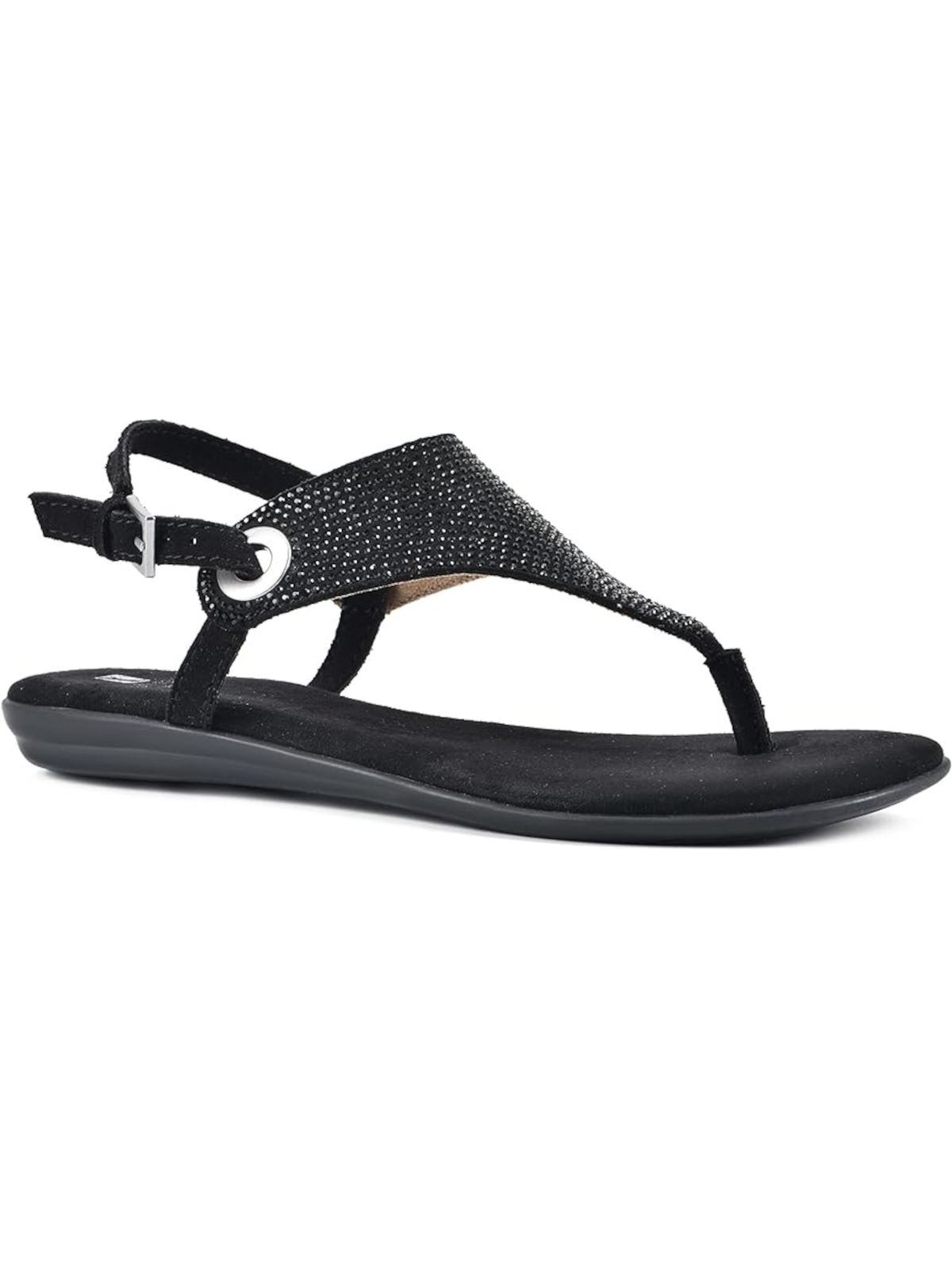 БЕЛЫЕ ГОРНЫЕ женские черные сандалии-стринги London 2 с открытым носком, 6 М