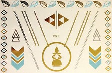 Flash Temporary Adhesive Tattoo Gold Blue Silver 15 Pieces Body Bracelet E21