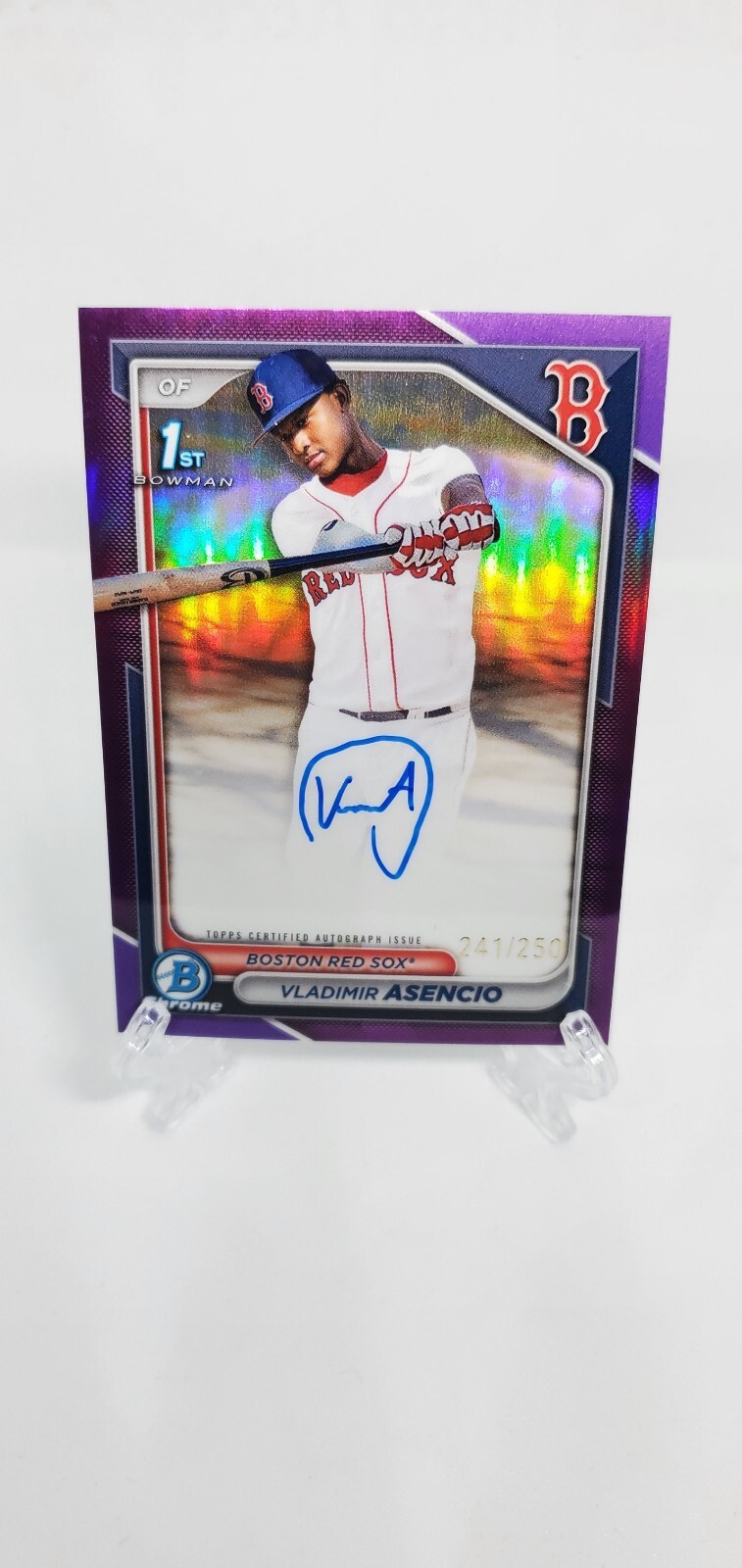 2024 Bowman Chrome Vladimir Asencio 1st #CPA-VA Purple Ref. Auto /250 Red Sox