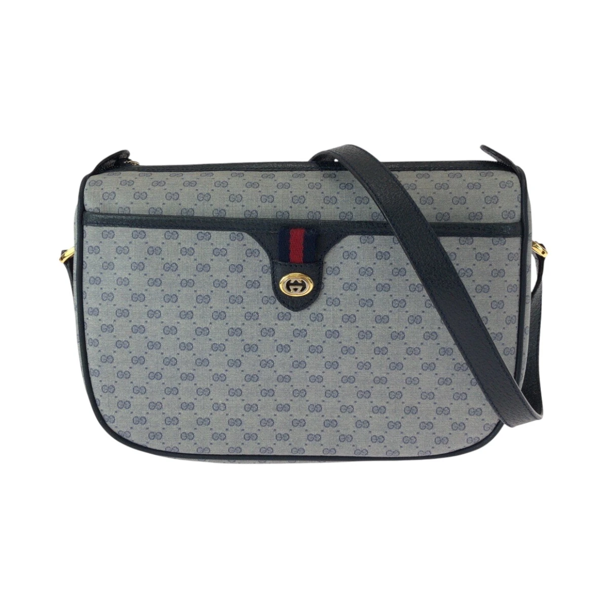 GUCCI Ancien sac bandoulière Gucci 89 02 077 pochette gris marine GG Supreme Canvas GG