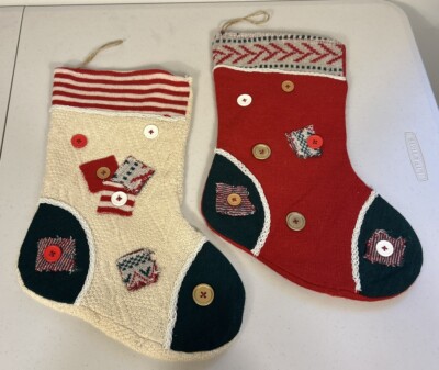 2 Christmas Stockings Handmade Multiple Colors & Trims 16'' Granny Country Core