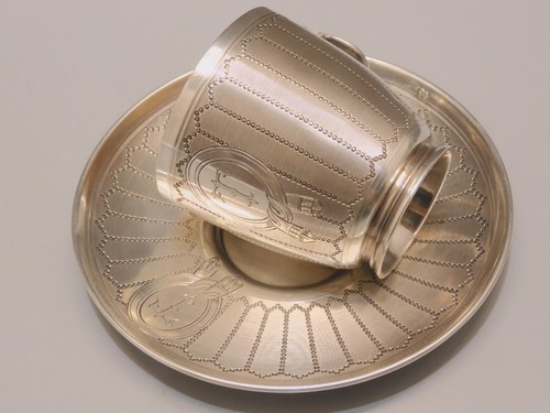 -TASSE et SA SOUCOUPE en ARGENT Poinçon MINERVE CHIFFREES T Collection Vitrine D - Afbeelding 20 van 24