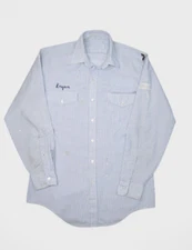 Vintage Riverside Shirt Mens 15.5 80s Workwear Hickory Stripe Chain Stitch USA