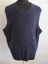 NWT ROUNDTREE  YORKE 3XB NAVY HEATHER BIG MAN V-NECK COTTON SWEATER VEST