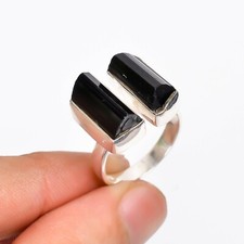 Black Tourmaline Ring 925 Sterling Silver Adjustable Ring Handmade Jewelry RSR90