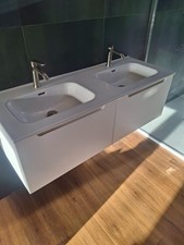 Vanity unit double bowl white woth caramic sink