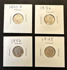 Roosevelt Dimes  Lot Of 4  (2) 1946. 1948, 1963D  90% Silver