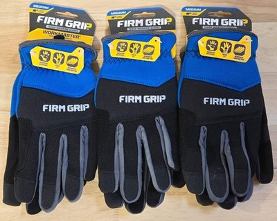 FIRM GRIP Medium Workmaster Work Gloves Lot of 3x pairs Blue Black Outdoor