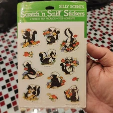 NOS Vtg 80's ~ Stickers ~ Hallmark Scratch & Sniff Stickers Silly Scents ~ Skunk
