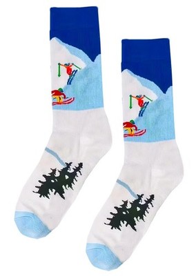 SKIING | Take To The Snow Slopes Skiier Fun Novelty Socks | One Size UK 6-11