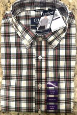 CHAPS Men’s Multicolor Plaid Stretch L/S Performance Dress Shirt Size M  NWT