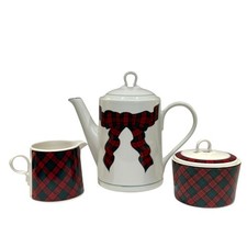 Sasaki Japan Tartan by Charles Roberts Tea/Coffee Pot, Sugar and Creamer Set