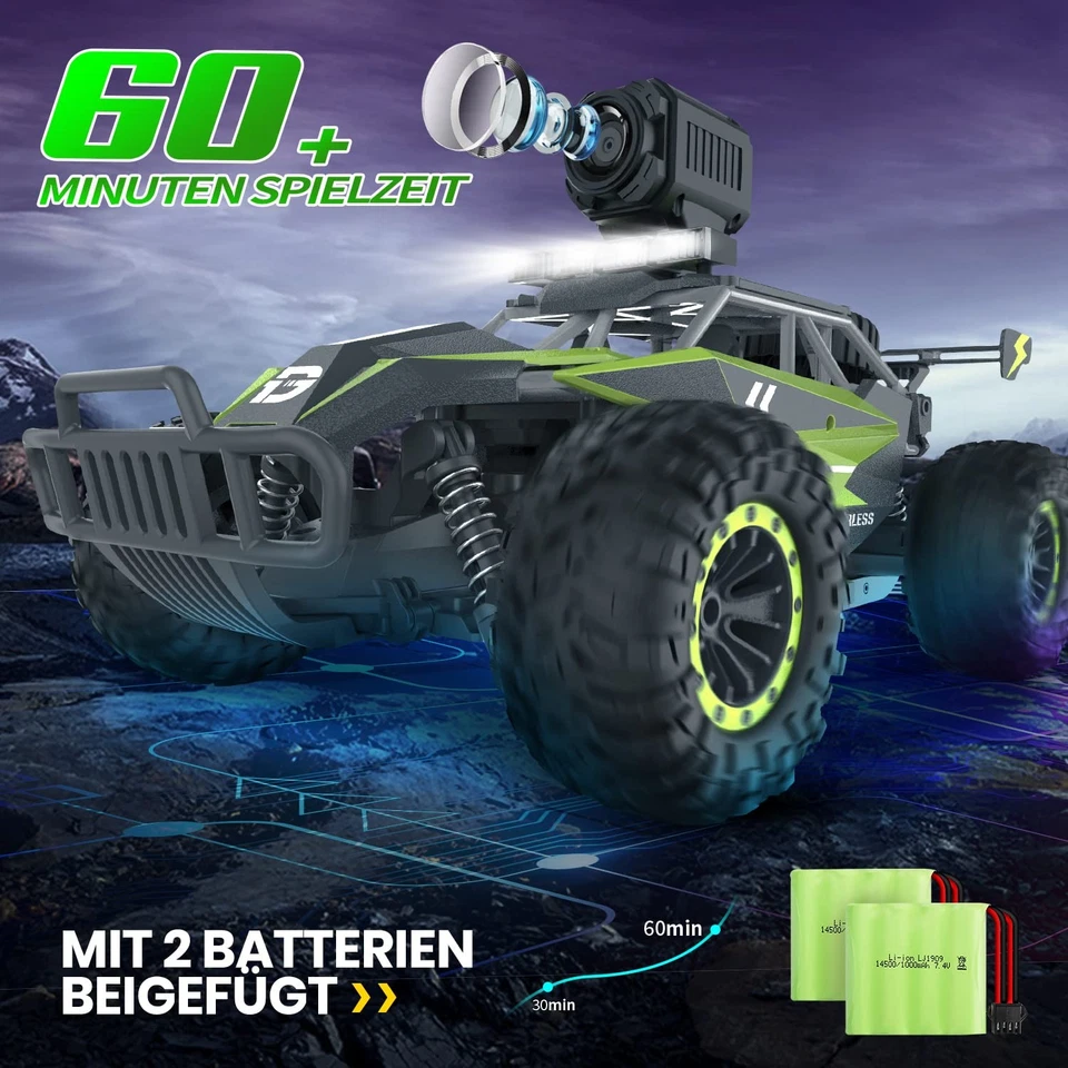 DEERC Ferngesteuertes Auto 1:16 RC Truck mit 1080P Kamera Foto WiFi Übertragu... - Bild 4 von 4