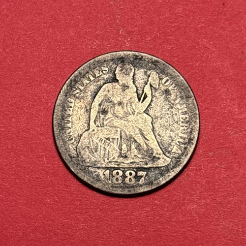 (1) Beautiful Toned Antique 1887-P Seated Liberty Dime CHOICE G-GOOD NICE FILLER