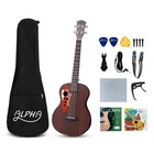 Alpha Ukulele 30 Inch with EQ Ebony 4 String Ukulele 18 Frets Musical Instrument