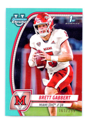 Brett Gabbert 2024 Bowman University Chrome #27 Aqua Refractor /299 1st Bowman